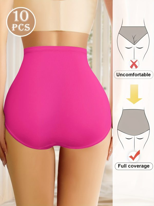 10-Pack MIOTAN Women's High-Waisted Tummy Control Seamless Panties - Image 2