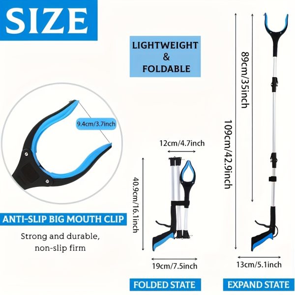 A Super Long 43-Inch Grabbing Tool with a Magnetic Tip, a Foldable Litter Picker, Lightweight Aluminum Arm Extender, Multi-Angle Grabbing, Non-Electric Litter Picker for Seniors - Perfect for Bedrooms, Bathrooms, Kitchens, Patios, And Floors. - Image 3
