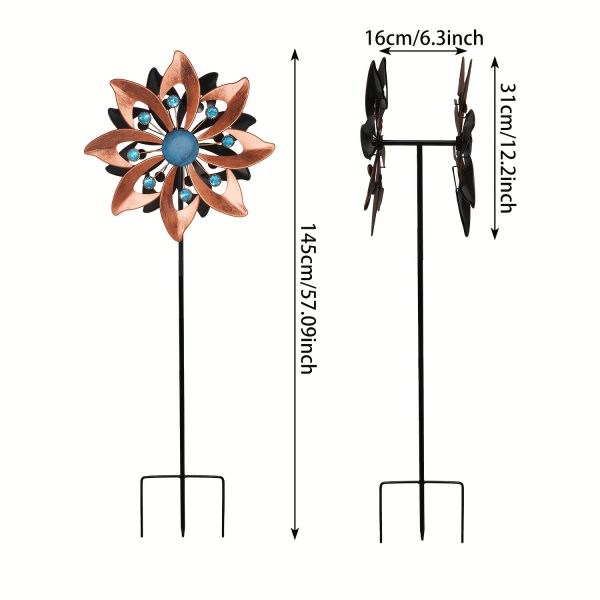 Outdoor Wind-Powered Rotating Windmill with Ground Stake, a Metal 360-Degree Double-Sided Windmill for Garden, Yard, And Lawn Decoration, Gift. - Image 4