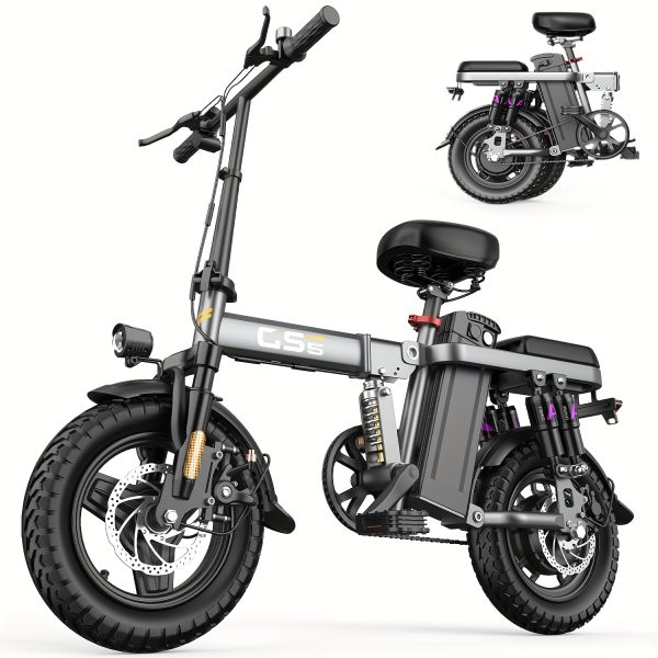 Adult Folding Electric Bike 740W Peak Motor 20 MPH 35-Mile Range 48V Removable Battery 14" Compact Alloy Steel Frame Disc Brakes Black City Commuter E-Bike with High-Quality Accessories, Foldable Electric Bike, Urban Cycling, Sleek Design, Durable Build - Image 21