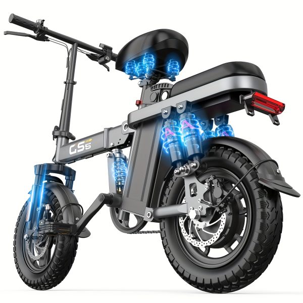 Adult Folding Electric Bike 740W Peak Motor 20 MPH 35-Mile Range 48V Removable Battery 14" Compact Alloy Steel Frame Disc Brakes Black City Commuter E-Bike with High-Quality Accessories, Foldable Electric Bike, Urban Cycling, Sleek Design, Durable Build - Image 24