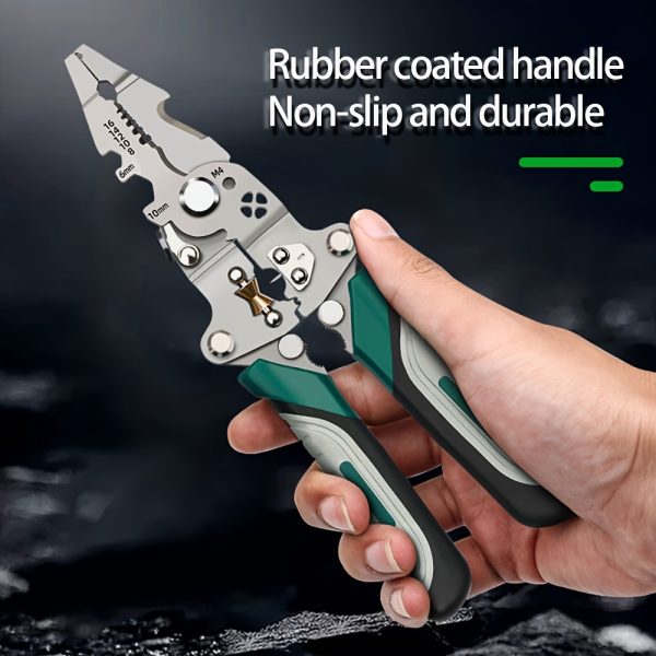 Versatile Electrician's Wire Stripper - Foldable, Multi-Function Tool for Stripping, Cutting & Crimping, Non-Slip Grip, Metal Construction - Image 4