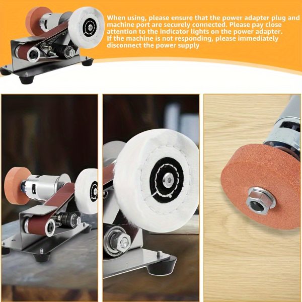 3-In-1 Mini Belt Sander, Electric Spindle Sander, 15° Belt Sander For Knife Making, 7 Adjustable Speed Knife Polishing Kit, Power Belt Sanders For Metal, Wood, DIY, Handcraft, And Tool & Knife Sharpening, Plus Kit With Comprehensive Accessories - Image 4
