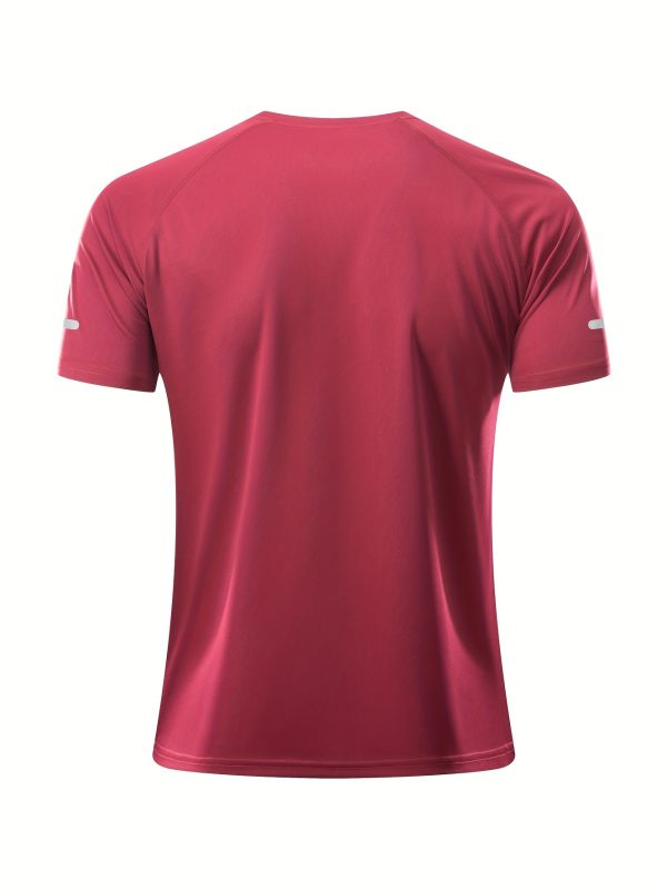 5pcs Men'S Casual Athletic T-Shirts - Breathable Polyester, Quick-Dry & Moisture-Wicking, Reflective Shoulder Design for Gym, Cycling, Running, Fishing & Basketball - Lightweight, 11 Colors, Gym Shirts, Knit - Image 7
