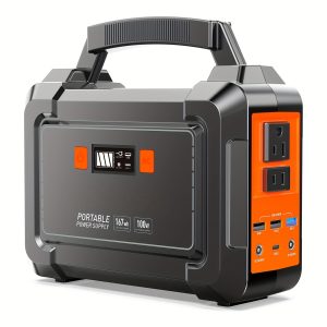 Portable Power Station 200W/300W Peak Camping Solar Generator 155Wh/167Wh/296Wh Power Bank with 30/60W Solar Panel with AC Outlet 110V with Multi-Output LED Flashlights for CPAP Home Camping Hurricane Emergency