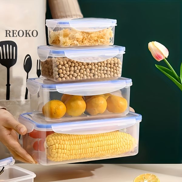 8pcs Multi-Size Transparent Food Storage Containers with Tightly Sealed Lids - Perfect for Fruits, Vegetables, Meat & More - Microwave Safe, Reusable Polypropylene Kit for Kitchen Organization | Sleek Storage Design-The Perfect Gift-Mother's Gift - Image 2
