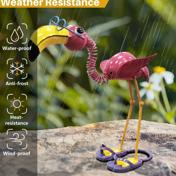 1pc Flamingo Metal Statue Garden Yard Art, Freestanding Quirky Bird Sculpture, Playful Beach-Themed Lawn Ornament, Electricity-Free Decorative Accessory for All Occasions - Image 8