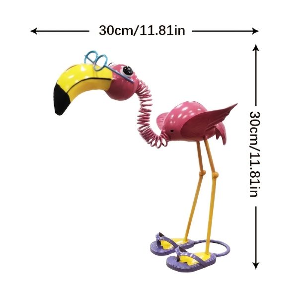 1pc Flamingo Metal Statue Garden Yard Art, Freestanding Quirky Bird Sculpture, Playful Beach-Themed Lawn Ornament, Electricity-Free Decorative Accessory for All Occasions - Image 11