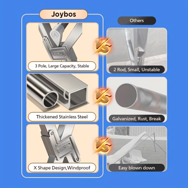 Clothes Drying Rack 78.7 Inches Folding Outdoor Indoor, Drying Rack Clothing Collapsible, Foldable Laundry Drying Rack, Heavy Duty Stainless Steel Clothesline, Drying Racks - Image 9