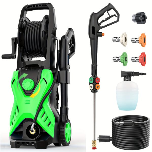 Electric Pressure Washer, 5000 PSI 2.8 GPM Power Washer With 33FT Extension Hose Reel, Pressure Adjustable (2500PSI-5000PSI), 4 Quick Connect Nozzles And Foam Cannon For Car/Fence/Patio (Blue) - Image 5