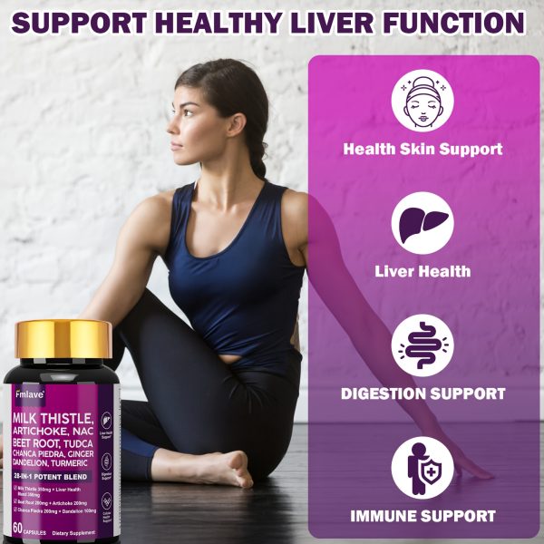 Liver Health Supplement - 28-IN-1 Super Natural Herbal Formula For Liver And Digestion Support - Extra Strength Milk Thistle Extract, Artichoke, Dandelion, Turmeric, 30-Day Supply - Image 4