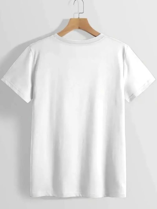 Fashionable Letter Print Women'S Round Neck Pure T-Shirt with a Minimalist Design, Comfortable And Breathable, Suitable for Everyday Casual Wear, Showcasing a Natural Elegant Style, a Must-Have for Summer Parties, Local Shipping. - Image 2