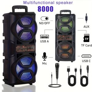 Loudspeakers, Ultimate Sound Experience with/FM/USB/TF Card/MIC, Suitable for Outdoor, Parties