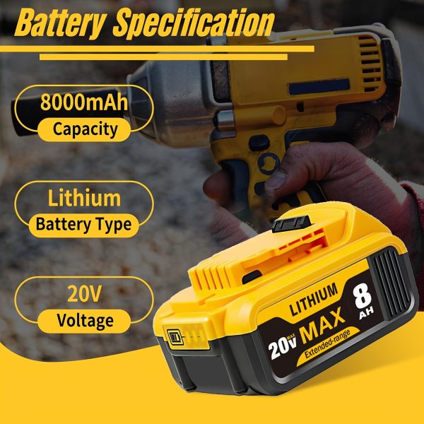 1-2-4 PACK 8.0Ah 20V Replacement For Dewalt 20V Max Battery - Image 2