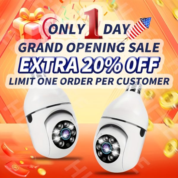 2pcs Smart HD WiFi Bulb Surveillance Camera, 360° Panoramic Monitoring, 1440P HD, with Motion Detection Alerts, Full-Color Day/Night Vision, Remote Two-Way Talk Via Smartphone, Protects Your Home/Yard/Shop Monitoring. - Image 3