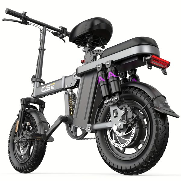 Adult Folding Electric Bike 740W Peak Motor 20 MPH 35-Mile Range 48V Removable Battery 14" Compact Alloy Steel Frame Disc Brakes Black City Commuter E-Bike with High-Quality Accessories, Foldable Electric Bike, Urban Cycling, Sleek Design, Durable Build - Image 19