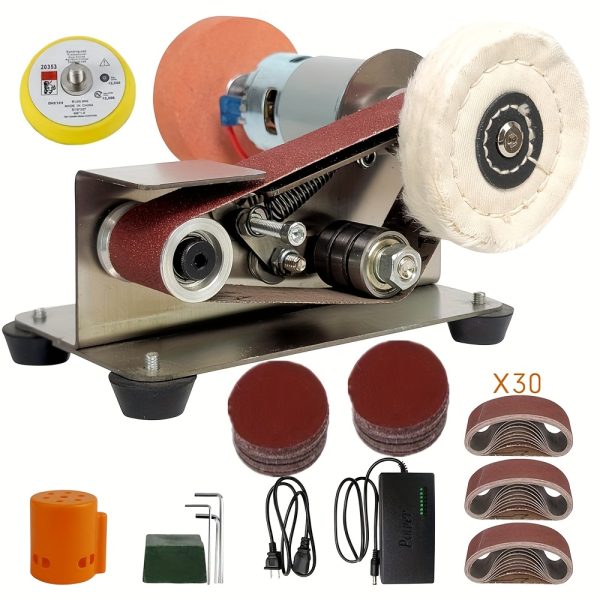 3-In-1 Mini Belt Sander, Electric Spindle Sander, 15° Belt Sander For Knife Making, 7 Adjustable Speed Knife Polishing Kit, Power Belt Sanders For Metal, Wood, DIY, Handcraft, And Tool & Knife Sharpening, Plus Kit With Comprehensive Accessories - Image 5