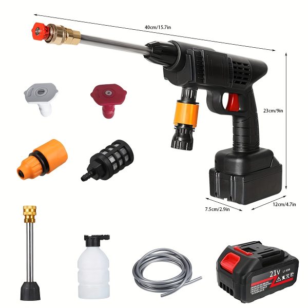 Electric High Pressure Washer, Portable Handheld Car Wash Gun, Up To 3000PSL, With A Single Block Of 15000Mah, A Single Block Can Be Used For About Half An Hour, Suitable For Yard Cleaning, Electric Golf Carts Cleaning, For Sports And Outdoors - Image 3