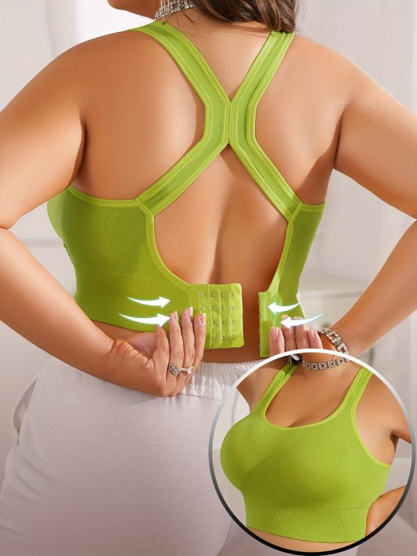 Plus Size Women's s Bra with Removable Pads - Breathable Anti-Sagging Wire-Free Design for Yoga - 10 Colors Available, Accessory, Racerback Style, Adjustable Straps, Medium Elasticity, Top, Seamless Style, Durable Construction, Lifestyle