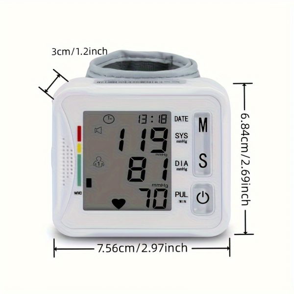 1pc TAIKON Wrist Blood Pressure Monitor with LCD Display, Adjustable Cuff, Pulse Rate Detection, and Irregular Heartbeat Alert - Battery Operated (Batteries Not Included), Blood Pressure Measurement | Comprehensive Display | Sound Playback Feature - Image 6