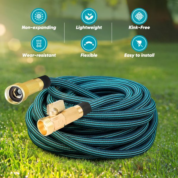 100ft Garden Hose With 10-Function High-Pressure Spray Nozzle, Lightweight, Non-Expandable Water Hose For Yard, Lawn, Car Wash & Outdoor Use, 25/50/75/100FT Choosable - Image 6
