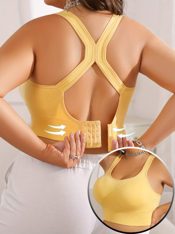 Plus Size Women's s Bra with Removable Pads - Breathable Anti-Sagging Wire-Free Design for Yoga - 10 Colors Available, Accessory, Racerback Style, Adjustable Straps, Medium Elasticity, Top, Seamless Style, Durable Construction, Lifestyle - Image 6