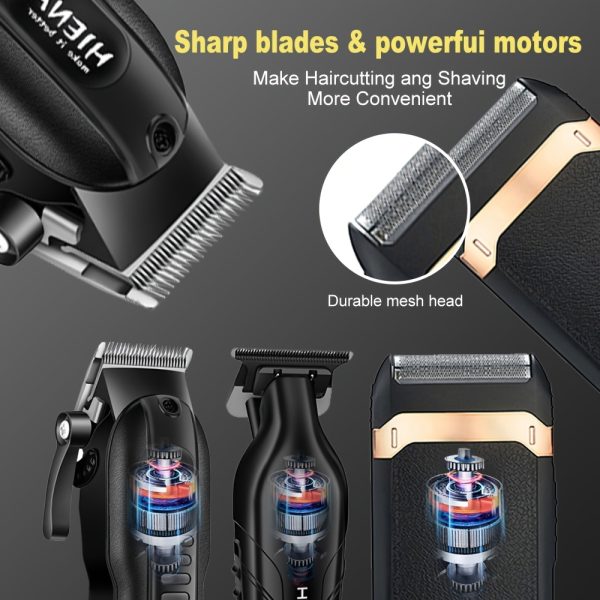 HIENA Professional Hair Clippers and Shaver Set for Men - USB Rechargeable Cordless Haircut Kit with LED Display, 1200mAh Lithium Battery, 3-Speed Adjustable - For Barbers & Home Use - Perfect Gift for Men - Image 8