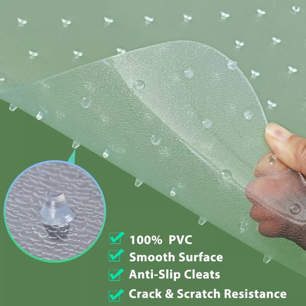 Chair Mat For Carpet, 47'' X 35'' Clear Computer Desk Chair Mat For Low Pile Carpeted Floors, Easy Glide Plastic Floor Mat For Office Chair On Carpet Protection - Image 8