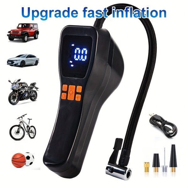 150PSI Cordless Tire Inflator Portable Tire Inflator, 150PSI Cordless Air Compressor with Digital Gauge & LED Light, USB Rechargeable, Fast Inflation for Cars, Bikes, Motorcycles & Sports Equipment, Air Pump for Car Tires - Image 12