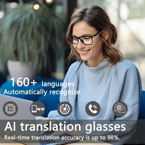 AI Smart Glasses, Supports 160 Languages Real-Time Translation, New Multifunctional Audio Glasses with Built-in Microphone and Speaker, HD Voice Calls & HIFI Music Quality, Music Playback and Hands-Free Calls, Physical Color Changing Lenses, High-Quality, Suitable for Comfortable Cycling, Safe Driving, Fun Fishing, Relaxation Travel, and Daily Office Wear, Holiday Gift - Image 4
