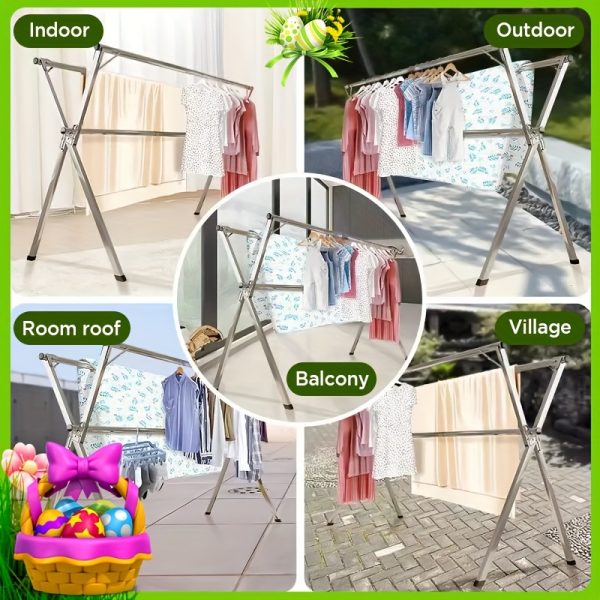 Clothes Drying Rack 78.7 Inches Folding Outdoor Indoor, Drying Rack Clothing Collapsible, Foldable Laundry Drying Rack, Heavy Duty Stainless Steel Clothesline, Drying Racks - Image 11