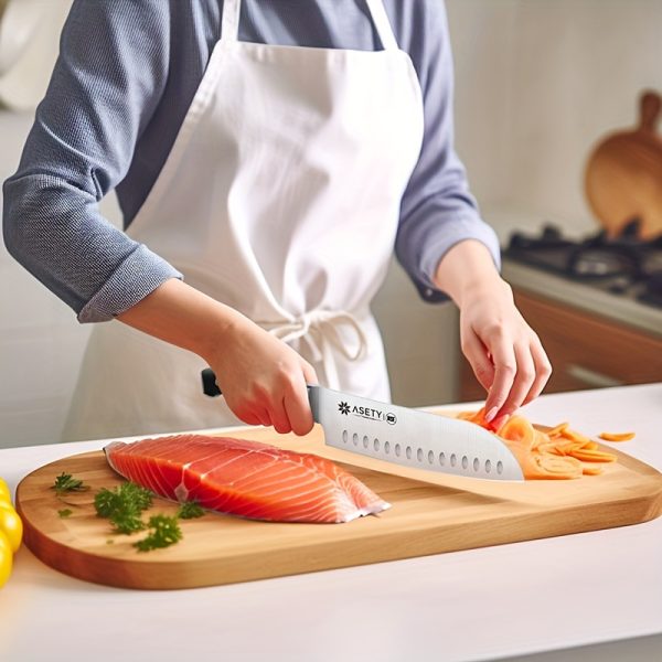 ASETY Knife Set, 15pcs Kitchen Knife Set with Built-in Knife Sharpener Block, German Stainless Steel Knife Block Set, NSF Food Safe, Gift for Men I Women, Complete 15pcs Kitchen Knife Set - Rust-Resistant Stainless Steel - Dishwasher Safe Knives - Image 4