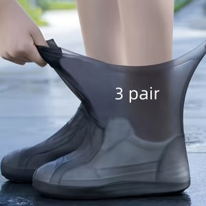 3 Pairs of Waterproof Reusable Latex Rain Boot Covers - High Quality, Long-Lasting, Universal - Stylish Color Options, All-Weather Protection