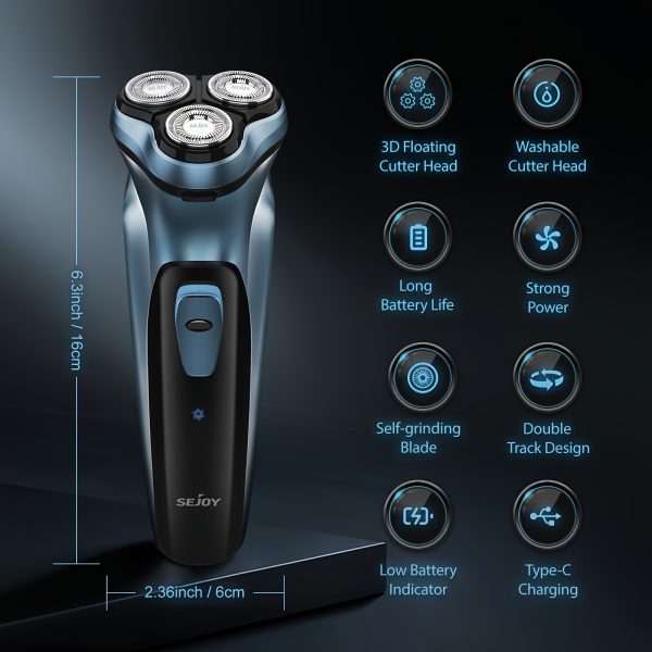Sejoy Electric Razor for Men, Electric Face Shaver, Cordless Washable Rechargeable Shaving Machines, Fast Charging, best gift - Image 2