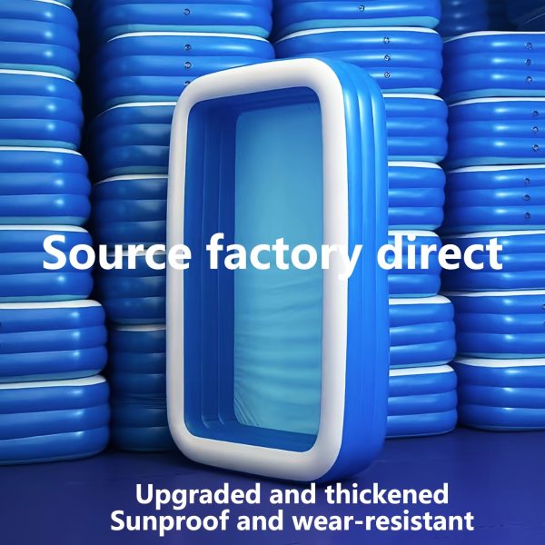 Super Large 3 & 4-Layer Heightened & Thick Inflatable Swimming Pool - Foldable PVC Sunscreen Material, Blue & White Rectangular Design with Smooth Surface for Patio, Beach, Camping & Outdoor Water Sports, Beach Swimming Pool | Quick Setup Pool - Image 8