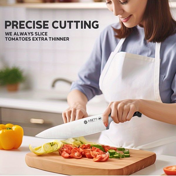 ASETY Knife Set, 15pcs Kitchen Knife Set with Built-in Knife Sharpener Block, German Stainless Steel Knife Block Set, NSF Food Safe, Gift for Men I Women, Complete 15pcs Kitchen Knife Set - Rust-Resistant Stainless Steel - Dishwasher Safe Knives - Image 3
