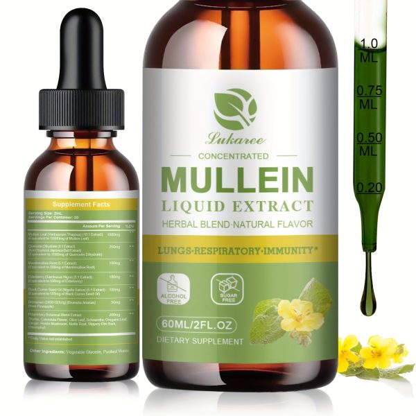 GPGP Greenpeple Mullein Drops for Lungs - Lung Health Supplement- Mullein Leaf Extract Liquid Tincture, Powerful Herbals Extract Formula for Breathing Comfort,Support for Respiratory, Immune, Digestive System, Natural Herbal Supplement, 2 FL OZ/60 ML - Image 2