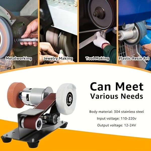 37pcs/107pcs 3-in-1 Mini Belt Sanding Machine -15 Degree Knife Sanding Machine, Electric Desktop Sanding Machine, 7 Adjustable Speed Buffer Polishing Machines, Suitable for DIY Metal And Wood Handicrafts, Tools, And Tool Polishing (with Kit) - Image 6