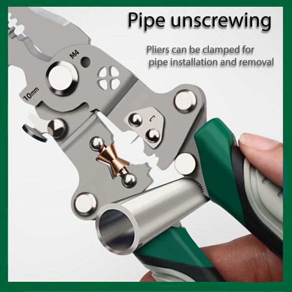 Versatile Electrician's Wire Stripper - Foldable, Multi-Function Tool for Stripping, Cutting & Crimping, Non-Slip Grip, Metal Construction - Image 7