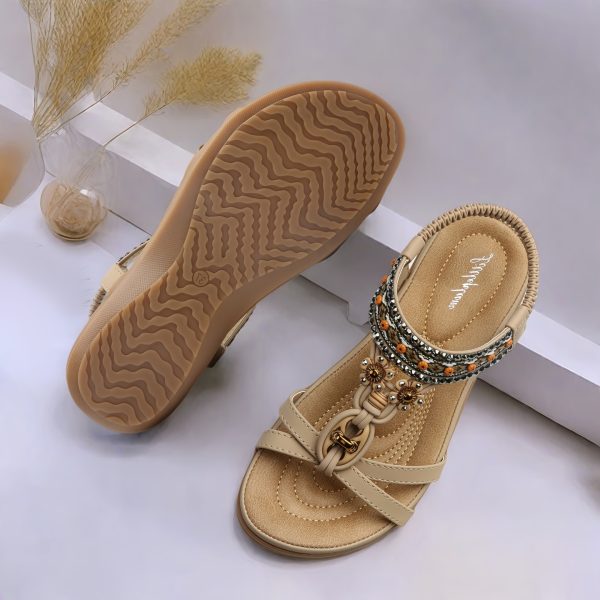 Womens Sandals Ankle Elastic Bohemian Flats Summer Beach Dress Comfort Walking With Non Slip Casual Shoes - Image 5
