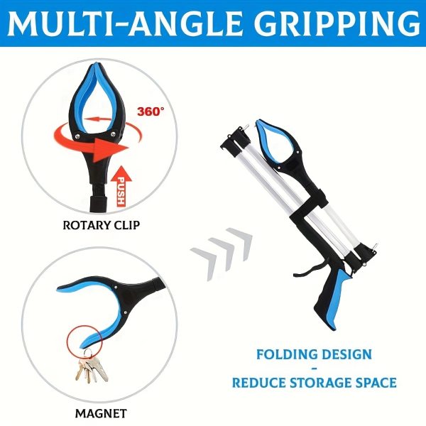 A Super Long 43-Inch Grabbing Tool with a Magnetic Tip, a Foldable Litter Picker, Lightweight Aluminum Arm Extender, Multi-Angle Grabbing, Non-Electric Litter Picker for Seniors - Perfect for Bedrooms, Bathrooms, Kitchens, Patios, And Floors. - Image 2