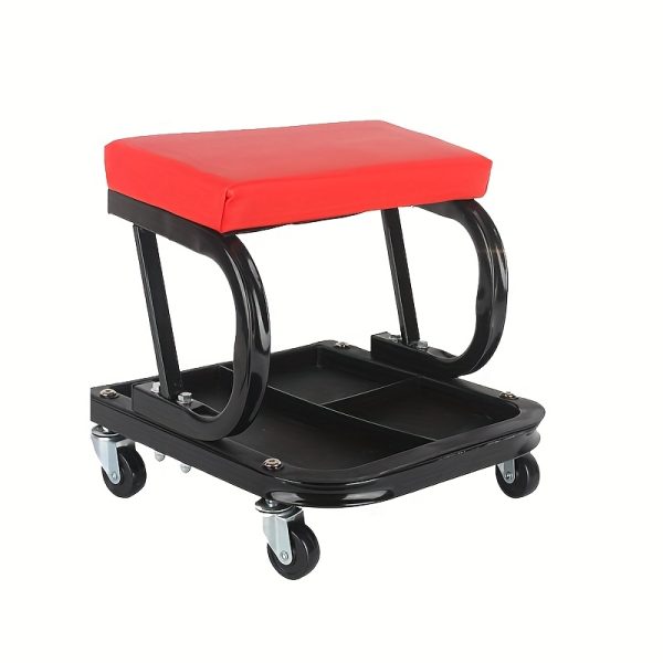 Wheel X Mechanical Crawler 36 Inch 3-in-1/2-in-1/2-in-1 With Brake Mode Z Seat 340 Pound Capacity, Foldable Garage Adjustable Rolling Folding With 6 Wheel Rollers, Lying Down And Leaning, Under Car Maintenance, Red And Black - Image 6