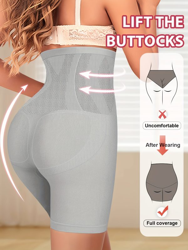 1pc High-Waisted Seamless Underwear for Women - Abdominal Toning & Glute Lifting, Four-Corner Support, Flat-Leg Design, Size S-XXL, Beige - Image 10