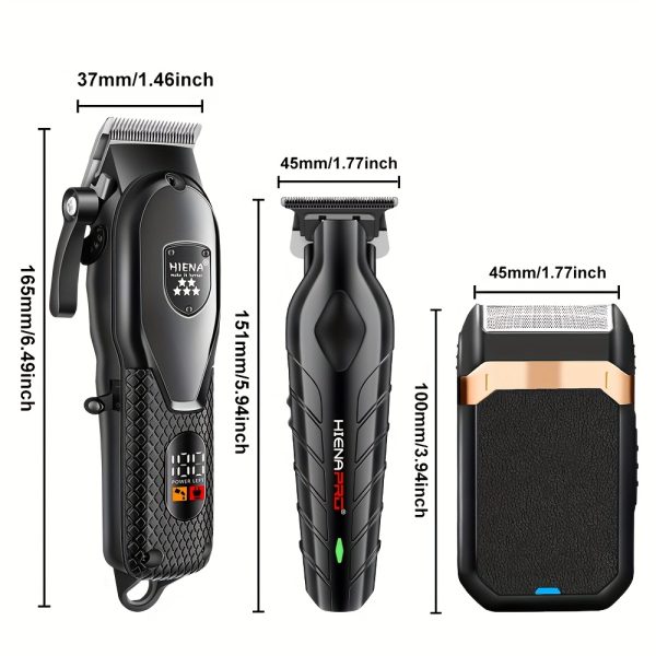 HIAN Professional Men's Hair Clipper Set, USB Charging with LED Display - Includes T-Blade Trimmer, Electric Shaver, Long-Life Battery, Ideal for Barbershops and Home Use, Perfect Holiday Gift, Father's Day Present - Image 2