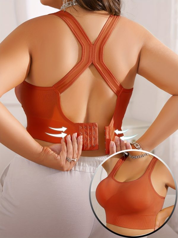 Plus Size Women's s Bra with Removable Pads - Breathable Anti-Sagging Wire-Free Design for Yoga - 10 Colors Available, Accessory, Racerback Style, Adjustable Straps, Medium Elasticity, Top, Seamless Style, Durable Construction, Lifestyle - Image 5