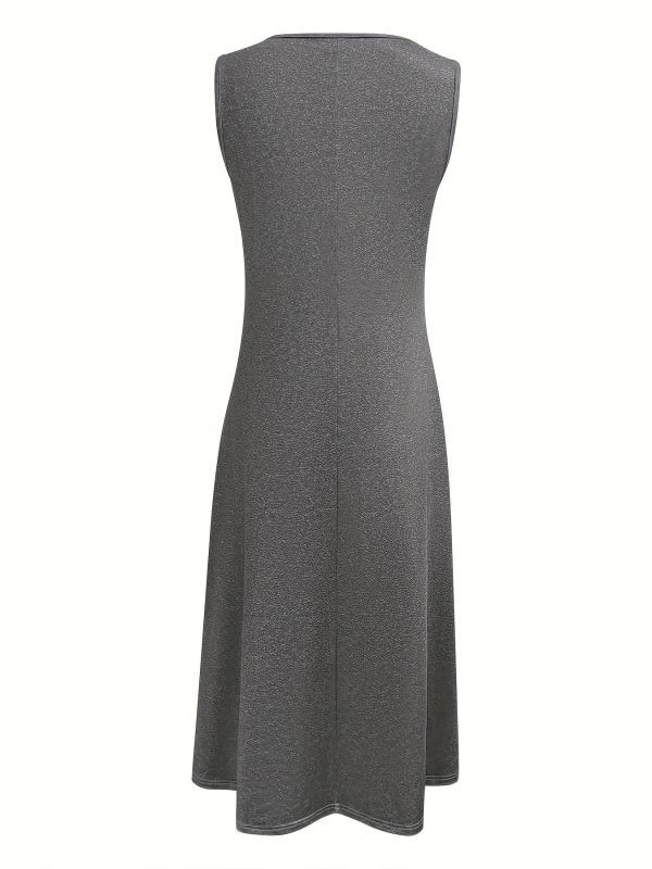 Women's Summer Floral Print Sleeveless Dress - Round Neck with Pockets, Mid-Stretch Machine-Washable Fabric, Elegant Casual Vacation & Casual Attire, Casual Summer Dresses, Practical Design, Stretchy Fabric - Image 6