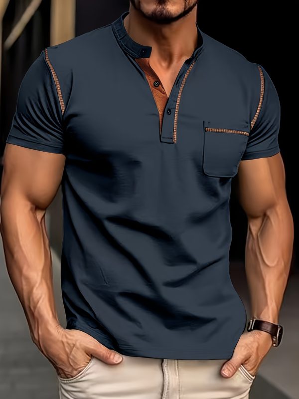 Men's Short Sleeve Henley Tee, Men's Casual Clothing For Summer, Gift For Men
