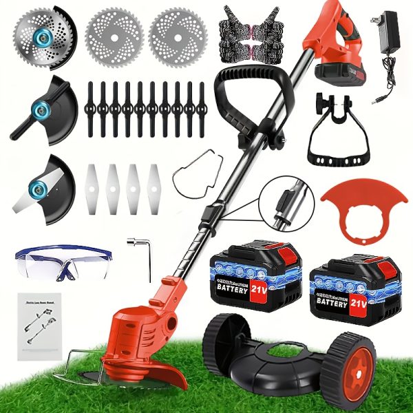 Heavy-Duty Electric Lawn Mower with 2 Batteries & 3 Blades - Cordless Lawn Edger, Powerful Motor, Quick Charge, Portable for Residential/Commercial Use, Ideal Father's Day Gift for Homeowners - Compatible with US Outlet (120V-240V), Residential Garden Care, Sleek Garden Equipment, Durable Plastic Body - Image 11