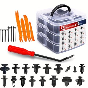 635pcs Car Push Retainer Clips - 16 Sizes Nylon Bumper Fender Plastic Rivets Automotive Clips Auto Fasteners With 10 Cable Ties And Fasteners Remover Replacement