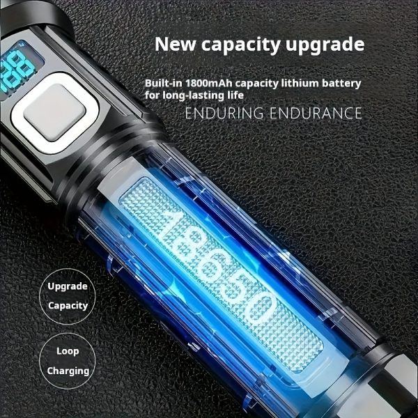 1pc Super Bright Rechargeable Flashlights LED, Handheld Strong Light, Tactical, 5 Modes, USB-C Charging Digital Display | Ideal for Running Hunting Hiking Home Lighting - Image 6